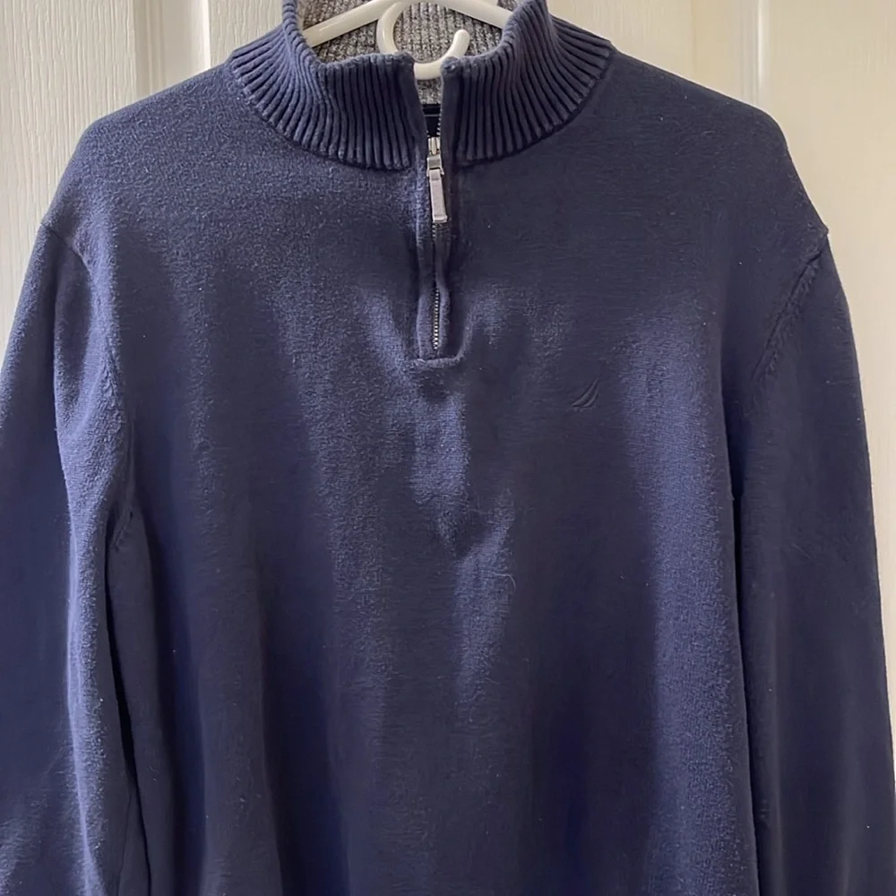 Nautica Men’s Navy/Gray 1/4 Zip Pullover Sweater Size L